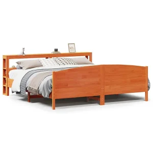 Bedframe zonder matras massief grenenhout wasbruin 200×200 cm Bedframe zonder matras massief grenenhout wasbruin 200×200 cm