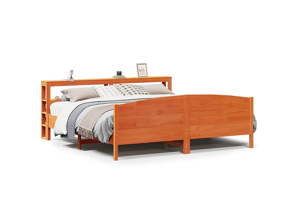 Bedframe zonder matras massief grenenhout wasbruin 200x200 cm