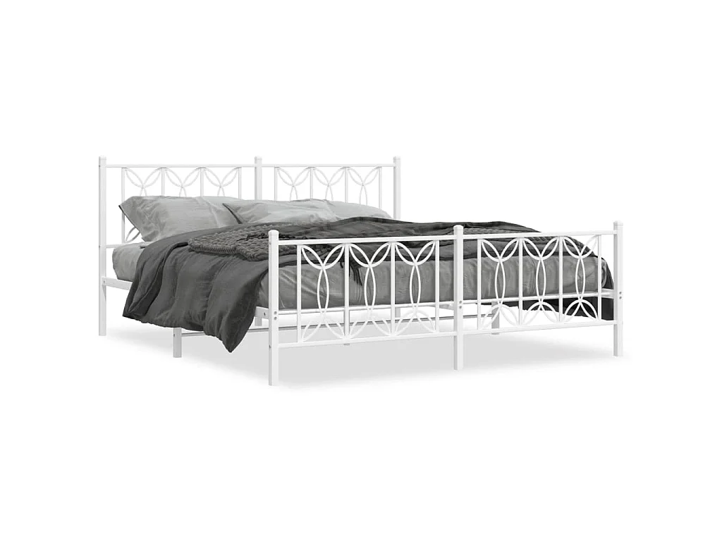 Bedframe met hoofd- en voeteneinde metaal wit 183x213 cm