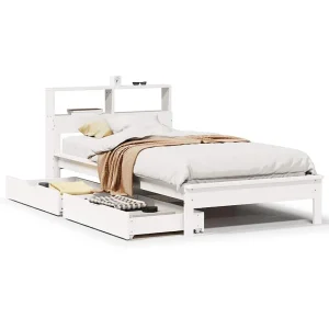 Bed met boekenkast zonder matras grenenhout wit 75×190 cm Bed met boekenkast zonder matras grenenhout wit 75×190 cm