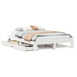 Bedframe zonder matras massief grenenhout wit 160×200 cm Bedframe zonder matras massief grenenhout wit 160×200 cm