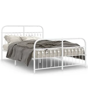 Bedframe met hoofd- en voeteneinde metaal wit 140×200 cm Bedframe met hoofd- en voeteneinde metaal wit 140×200 cm