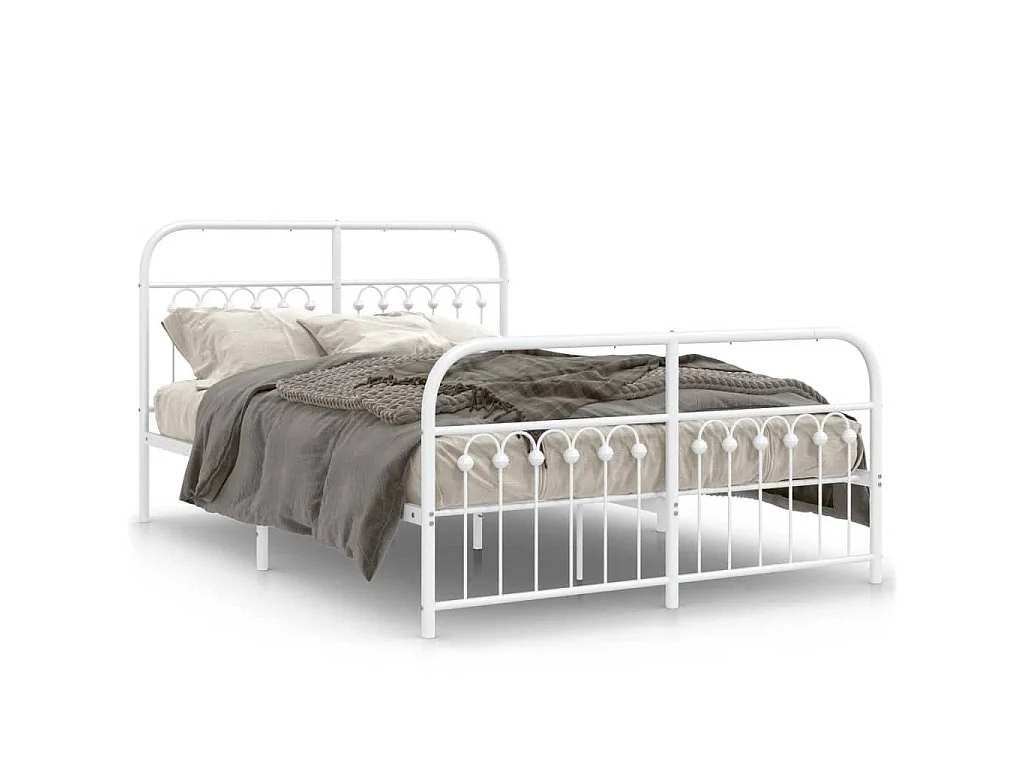 Bedframe met hoofd- en voeteneinde metaal wit 140x200 cm