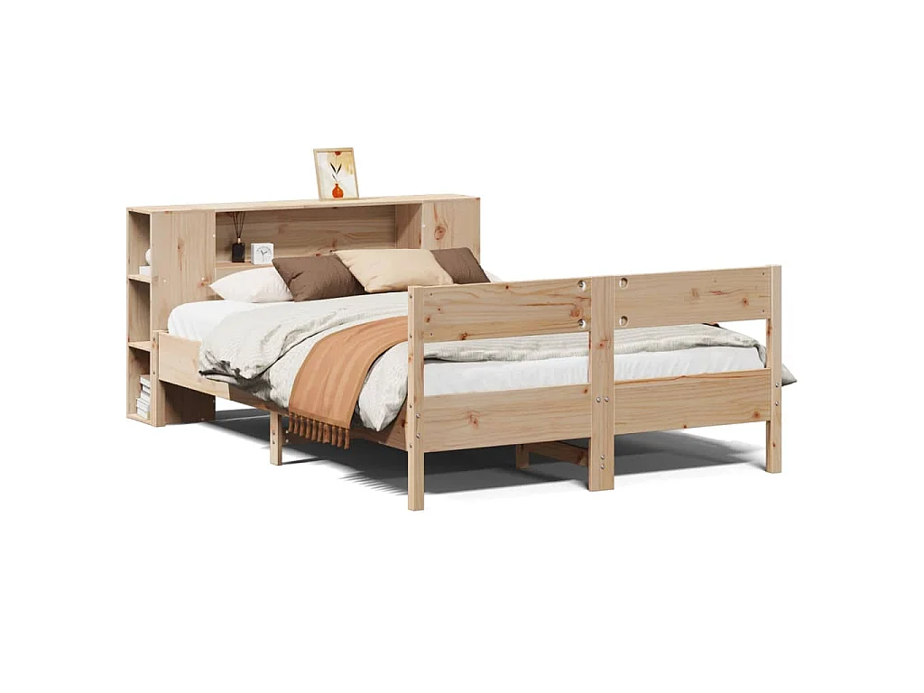 Bed met boekenkast zonder matras massief grenenhout 160x200 cm