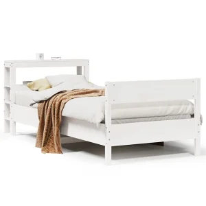 Bedframe zonder matras massief grenenhout wit 90×190 cm Bedframe zonder matras massief grenenhout wit 90×190 cm