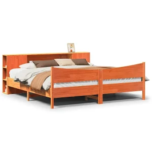 Bedframe zonder matras massief grenenhout wasbruin 200×200 cm Bedframe zonder matras massief grenenhout wasbruin 200×200 cm