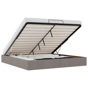 Bedframe zonder matras 200×200 cm stof taupe Bedframe zonder matras 200×200 cm stof taupe