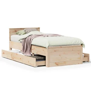 Bedframe zonder matras met hoofdbord grenenhout 90×200 cm Bedframe zonder matras met hoofdbord grenenhout 90×200 cm