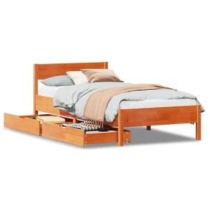 Bedframe zonder matras massief grenenhout wasbruin 75×190 cm Bedframe zonder matras massief grenenhout wasbruin 75×190 cm