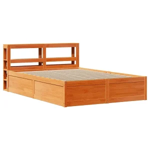 Bedframe met hoofdbord massief grenenhout wasbruin 135×190 cm Bedframe met hoofdbord massief grenenhout wasbruin 135×190 cm