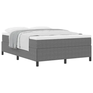 Boxspringbed Lichtgrijs 140 x 190 cm Katoen Stof Boxspringbed Lichtgrijs 140 x 190 cm Katoen Stof