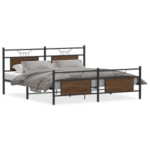 Bedframe zonder matras metaal bruin eikenkleur 183×213 cm