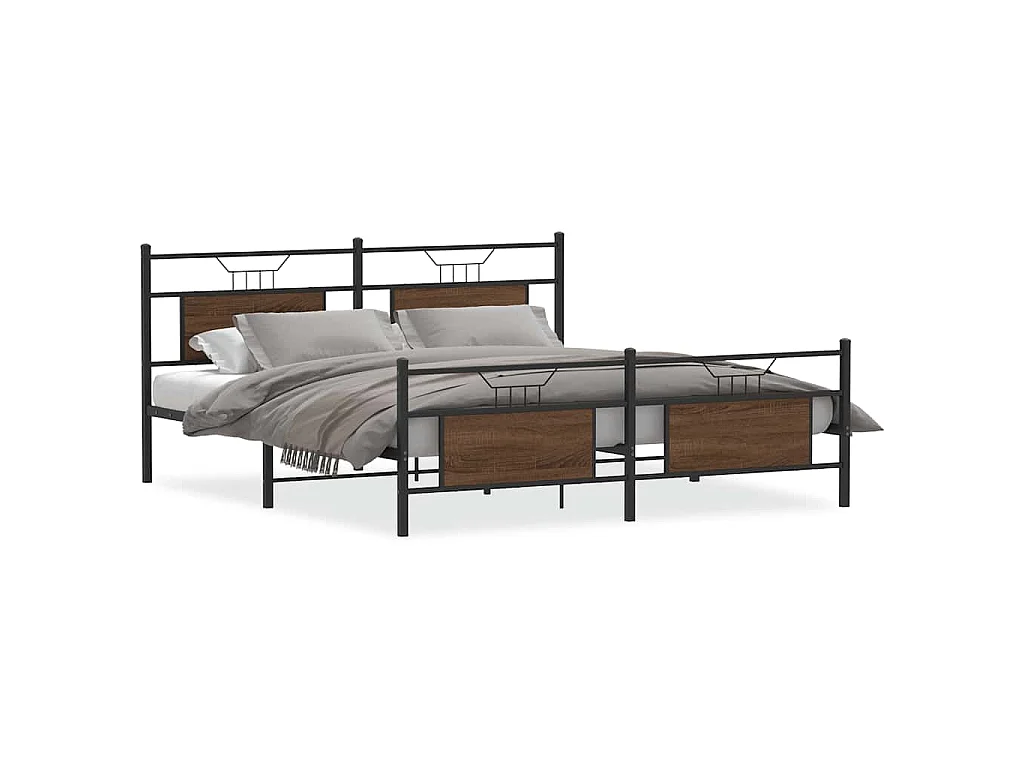Bedframe zonder matras metaal bruin eikenkleur 183x213 cm