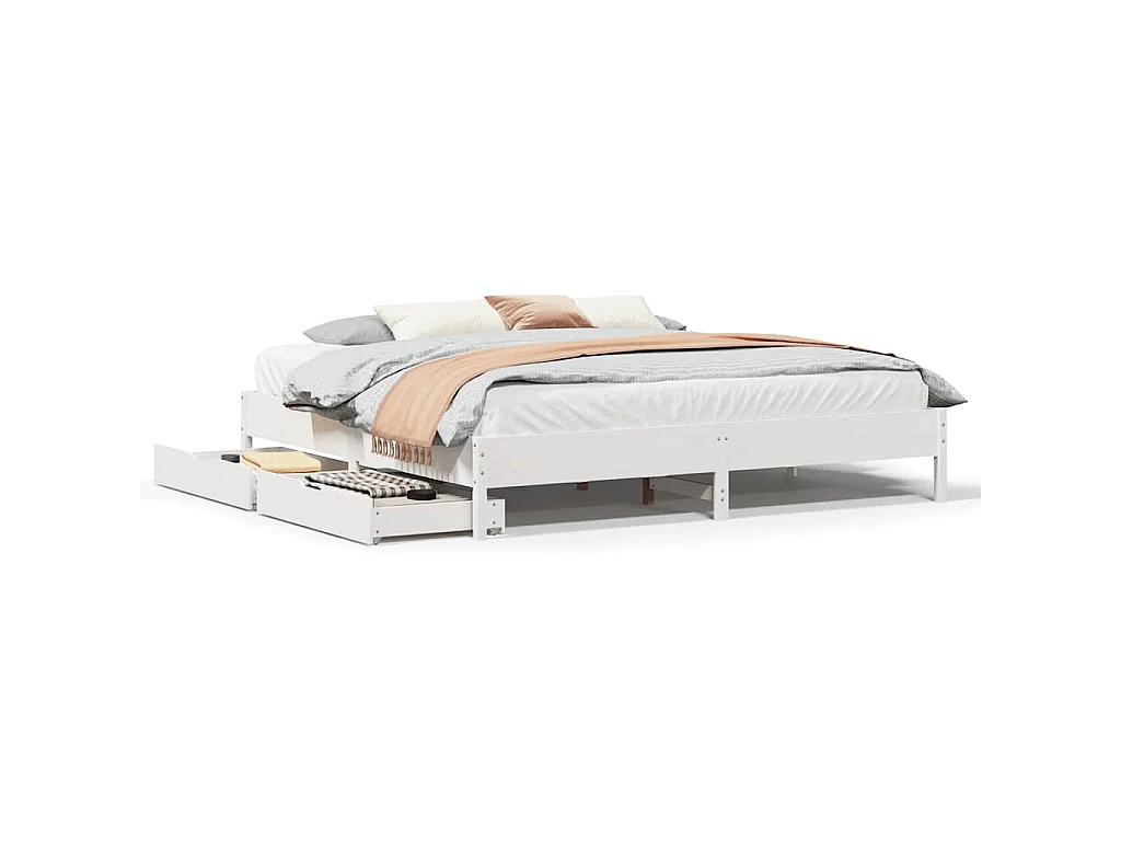 Bedframe zonder matras massief grenenhout wit 180x200 cm