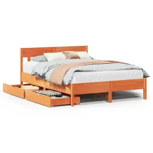 Bedframe zonder matras massief grenenhout wasbruin 120×190 cm Bedframe zonder matras massief grenenhout wasbruin 120×190 cm