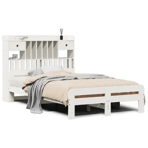 Bed met boekenkast zonder matras grenenhout wit 135×190 cm Bed met boekenkast zonder matras grenenhout wit 135×190 cm