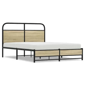 Bedframe zonder matras bewerkt hout sonoma eikenkleur 135x190cm Bedframe zonder matras bewerkt hout sonoma eikenkleur 135x190cm