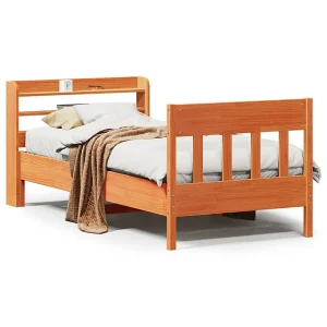 Bedframe zonder matras massief grenenhout wasbruin 75×190 cm Bedframe zonder matras massief grenenhout wasbruin 75×190 cm