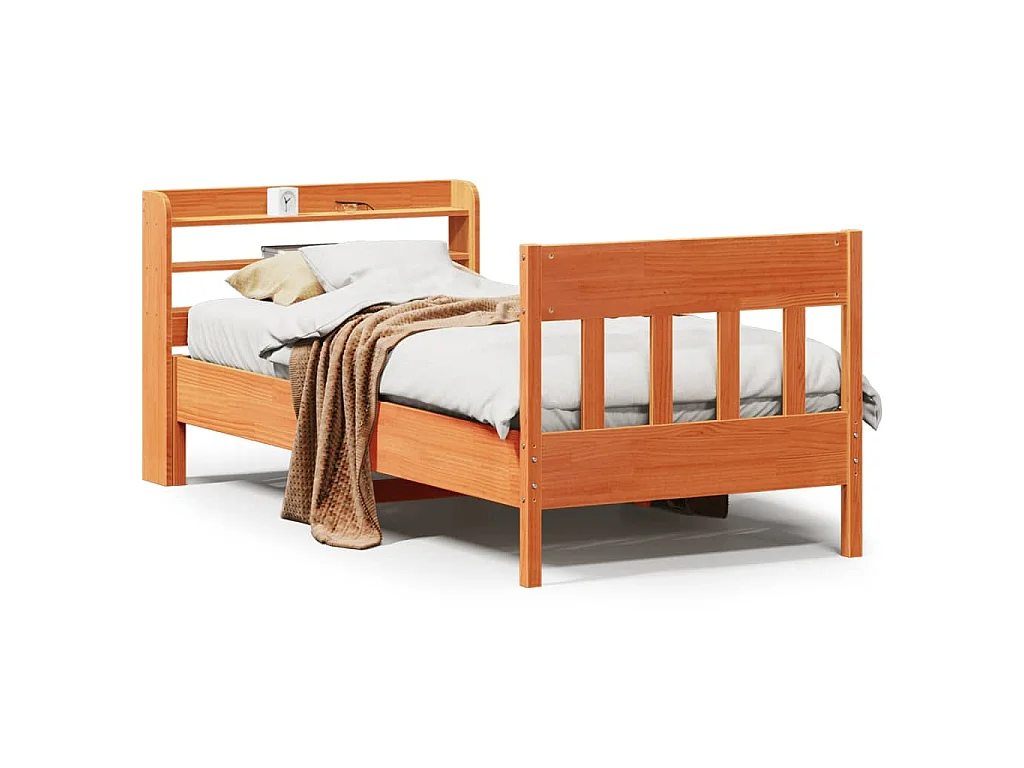 Bedframe zonder matras massief grenenhout wasbruin 75x190 cm