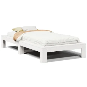 Bedframe zonder matras massief grenenhout wit 75×190 cm Bedframe zonder matras massief grenenhout wit 75×190 cm