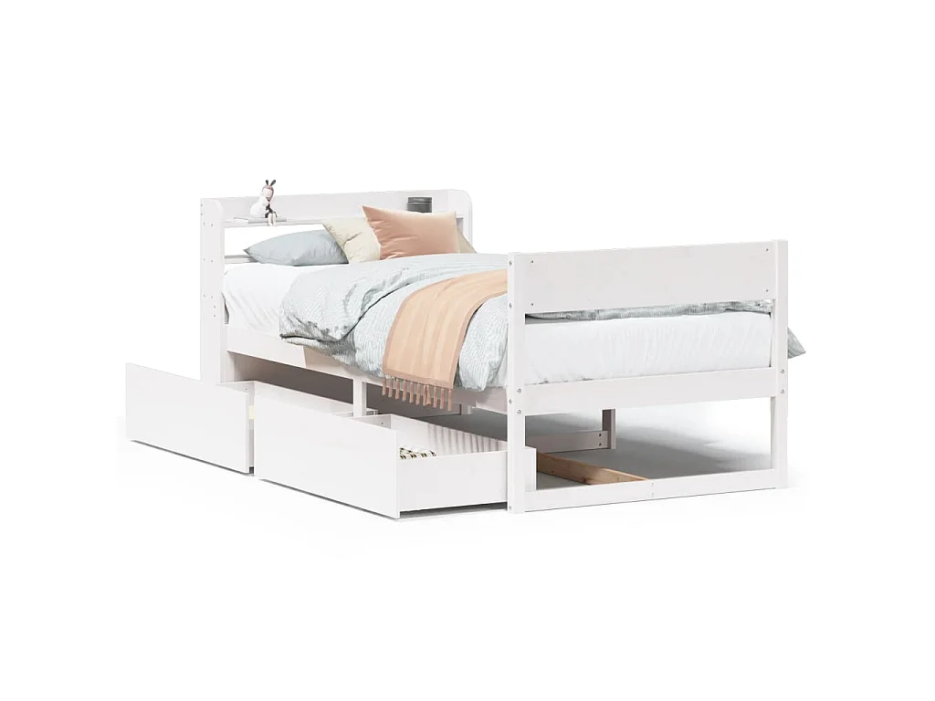 Bedframe zonder matras massief grenenhout wit 140x200 cm