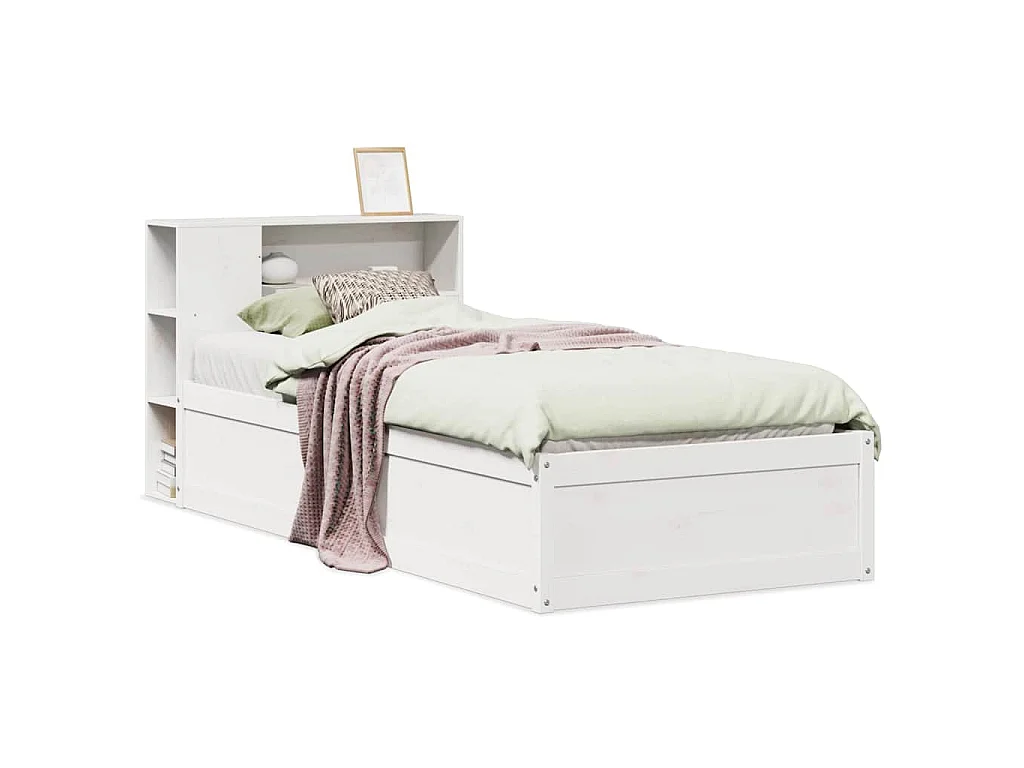 Bedframe zonder matras massief grenenhout wit 75x190 cm