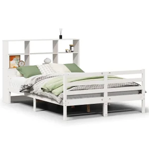 Bed met boekenkast zonder matras grenenhout wit 140×200 cm Bed met boekenkast zonder matras grenenhout wit 140×200 cm