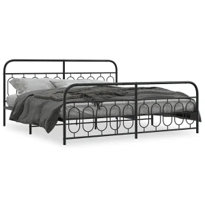 Bedframe met hoofd- en voeteneinde metaal zwart 200×200 cm Bedframe met hoofd- en voeteneinde metaal zwart 200×200 cm