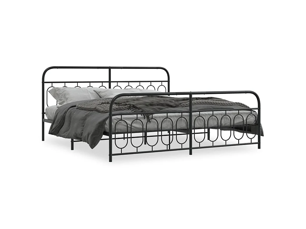 Bedframe met hoofd- en voeteneinde metaal zwart 200x200 cm