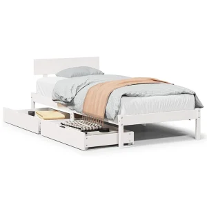Bedframe zonder matras massief grenenhout wit 75×190 cm Bedframe zonder matras massief grenenhout wit 75×190 cm