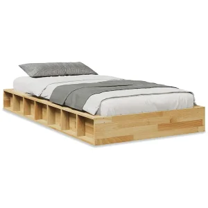 Bedframe zonder matras 100×200 cm massief hout eiken Bedframe zonder matras 100×200 cm massief hout eiken