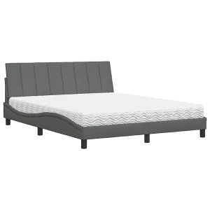 Bed met matras "Hanko" stof donkergrijs 160×200 cm