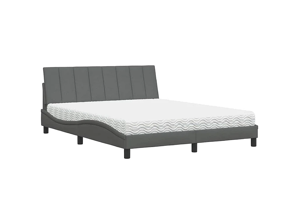 Bed met matras "Hanko" stof donkergrijs 160x200 cm