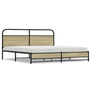 Bedframe zonder matras metaal sonoma eikenkleurig 183×213 cm Bedframe zonder matras metaal sonoma eikenkleurig 183×213 cm