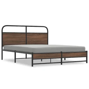 Bedframe zonder matras metaal bruin eikenkleurig 160×200 cm