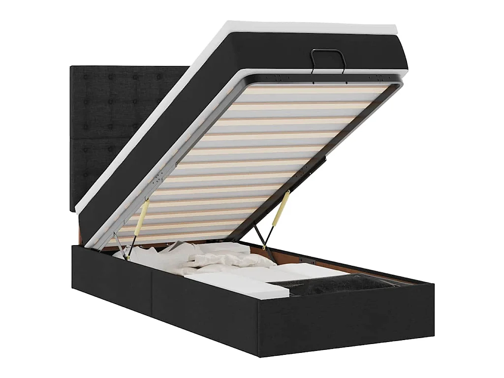 Bed met matras 90x200 cm stof zwart
