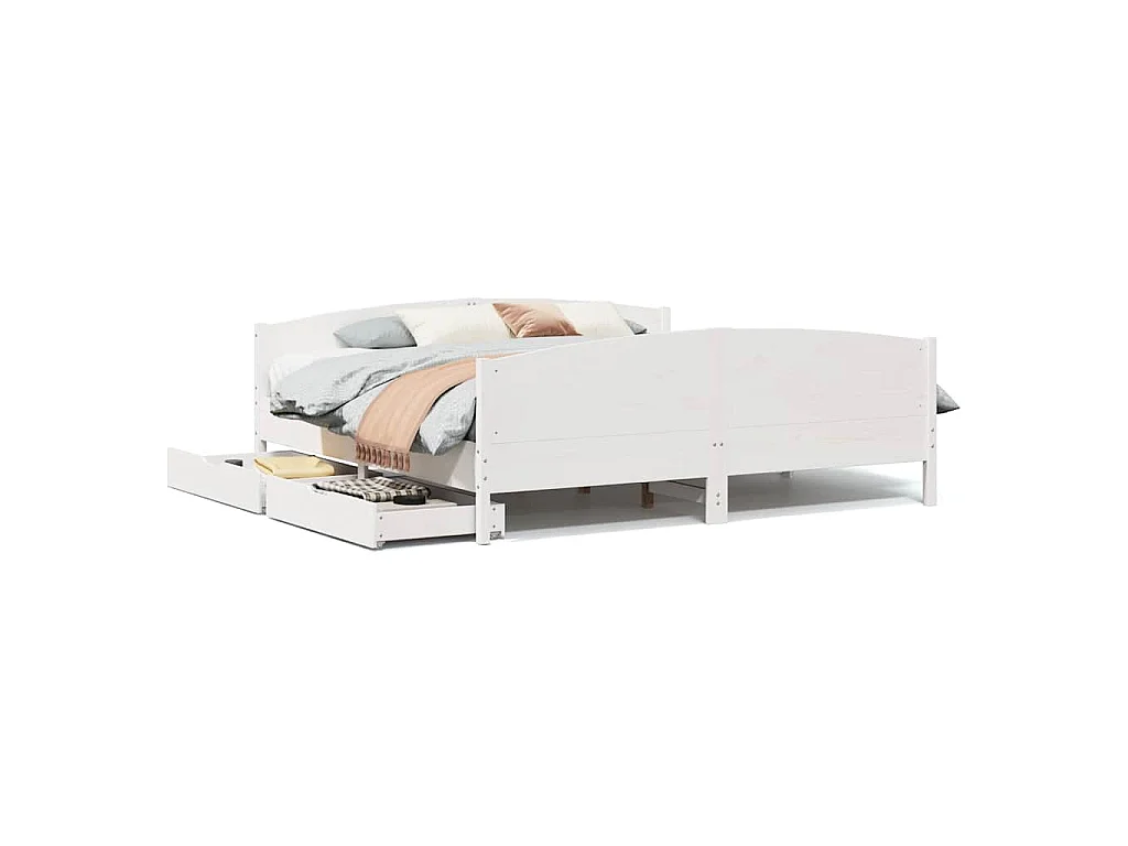 Bedframe zonder matras massief grenenhout wit 200x200 cm