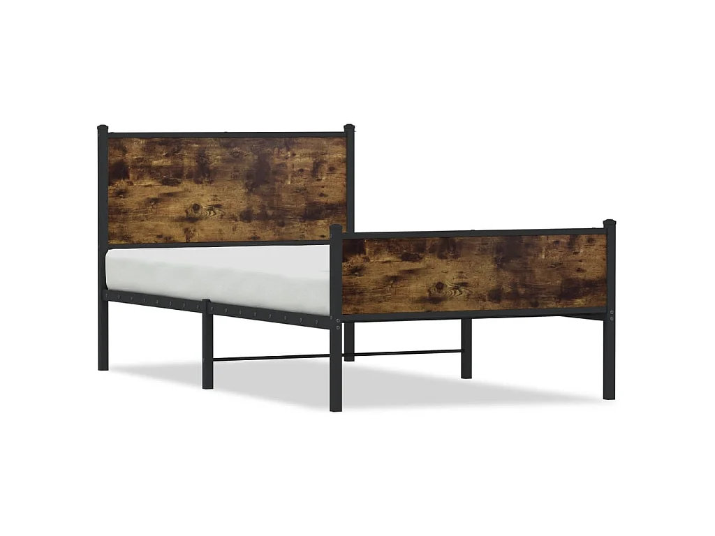Bedframe zonder matras metaal gerookt eikenkleurig 100x190 cm