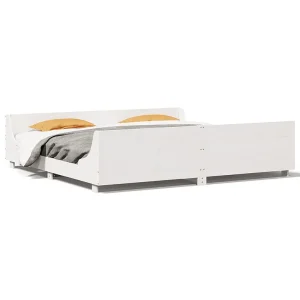 Bedframe zonder matras massief grenenhout wit 200×200 cm Bedframe zonder matras massief grenenhout wit 200×200 cm