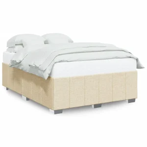 Bedframe zonder matras stof crèmekleurig 160×200 cm Bedframe zonder matras stof crèmekleurig 160×200 cm