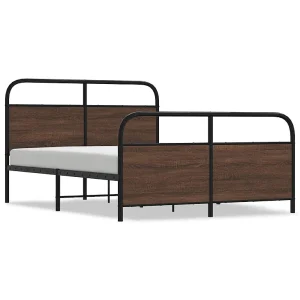 Bedframe zonder matras bewerkt hout bruin eikenkleur 120×200 cm Bedframe zonder matras bewerkt hout bruin eikenkleur 120×200 cm