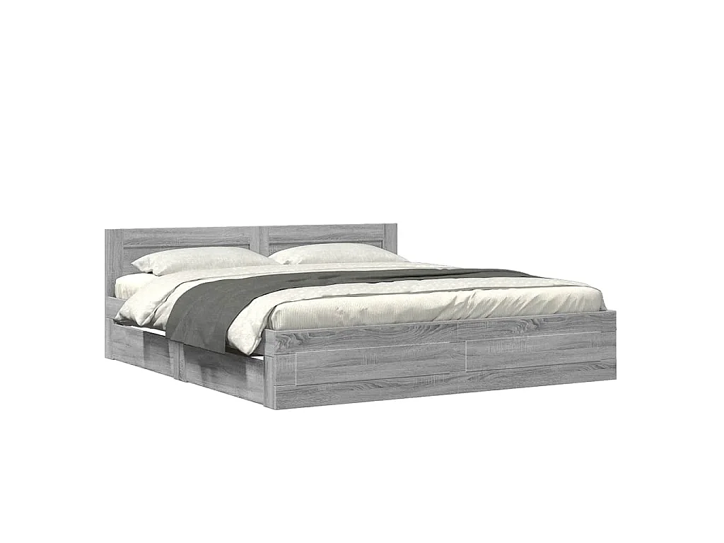 Bedframe met hoofdeinde bewerkt hout grijs sonoma 180x200 cm