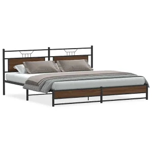 Bedframe zonder matras metaal bruin eikenkleur 193×201 cm