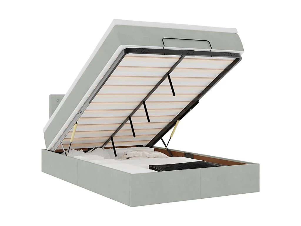 Bed poef met matras 120x190 cm fluweel lichtgrijs