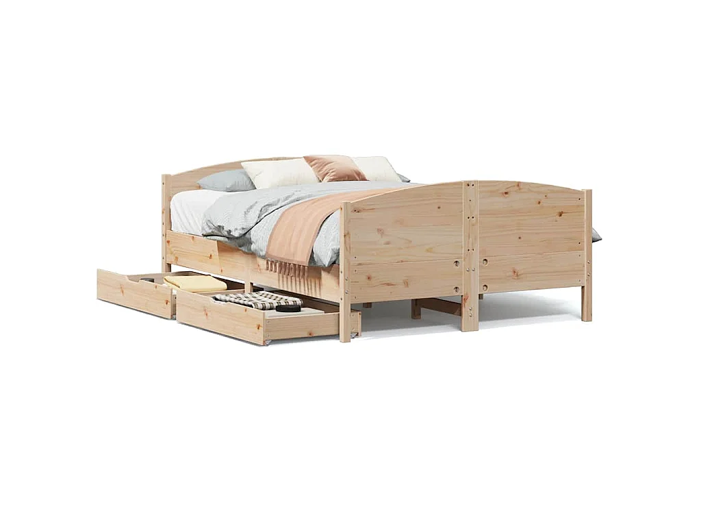 Bedframe zonder matras massief grenenhout 140x190 cm