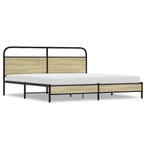 Bedframe zonder matras metaal sonoma eikenkleurig 180×200 cm Bedframe zonder matras metaal sonoma eikenkleurig 180×200 cm