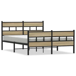Bedframe zonder matras metaal sonoma eikenkleurig 150×200 cm Bedframe zonder matras metaal sonoma eikenkleurig 150×200 cm