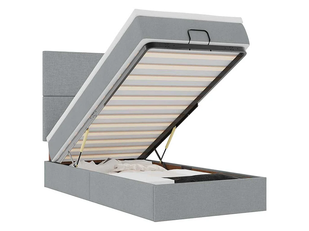 Bed met matras 90x200 cm stof lichtgrijs