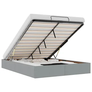 Bedframe zonder matras 140×190 cm stof lichtgrijs Bedframe zonder matras 140×190 cm stof lichtgrijs