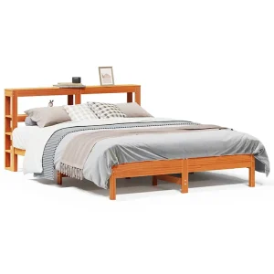 Bedframe zonder matras massief grenenhout wasbruin 135×190 cm Bedframe zonder matras massief grenenhout wasbruin 135×190 cm